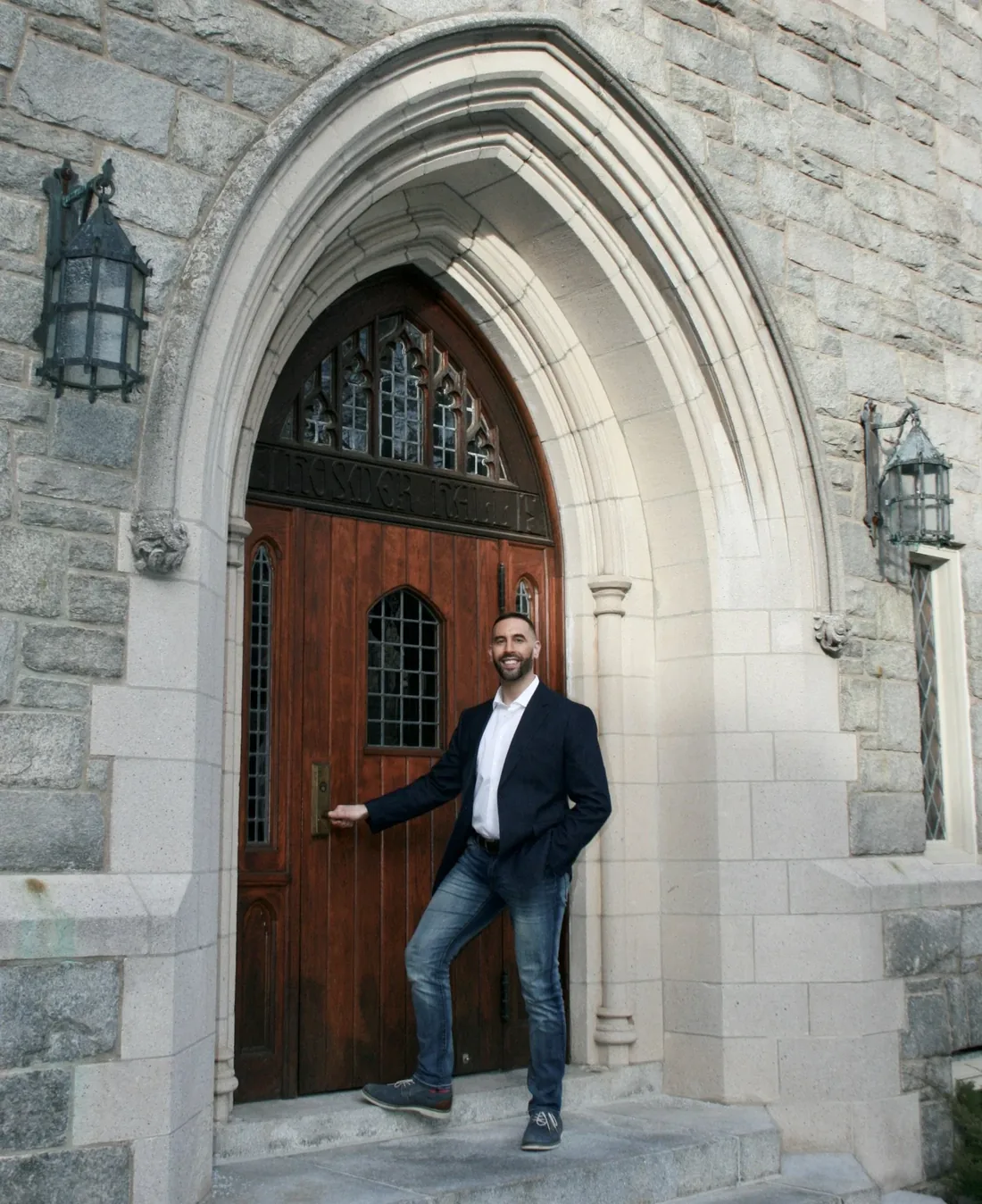 Michael A. Martone at a stone archway